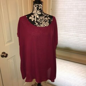 Burgundy blouse w/ crosshatch back